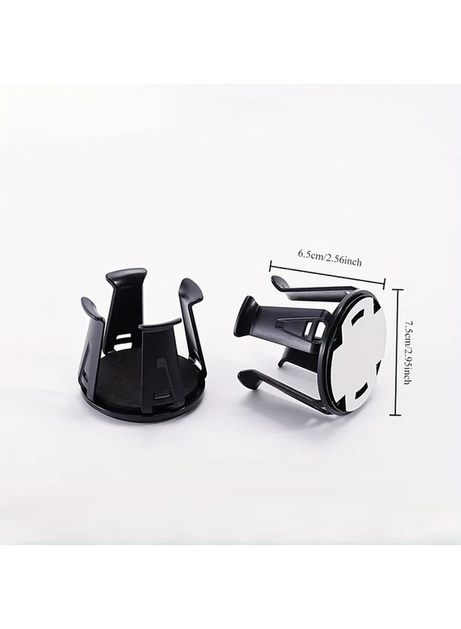 1pc Car Cup Holder Organizer With 2 Drink Storage Racks Sleek Black Plastic - Image 2